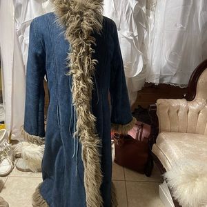Thick jean/faux fur lined coat